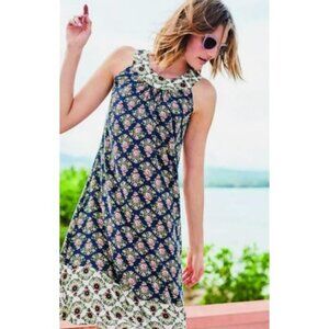Boden Women's Dress Printed Swing Dress Blue Floral Sleeveless Preppy Coastal 6R
